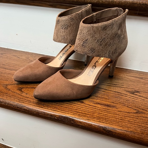 Revolution Faux Leather back zip almond toe dark tan high heels — barely worn - Picture 2 of 5